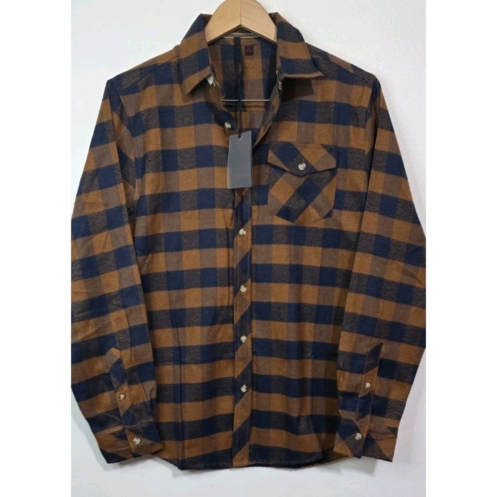 NEW Smash Flannel Shirt Men S Navy Orange Soft Long Sleeve‎ Button Up Casual
